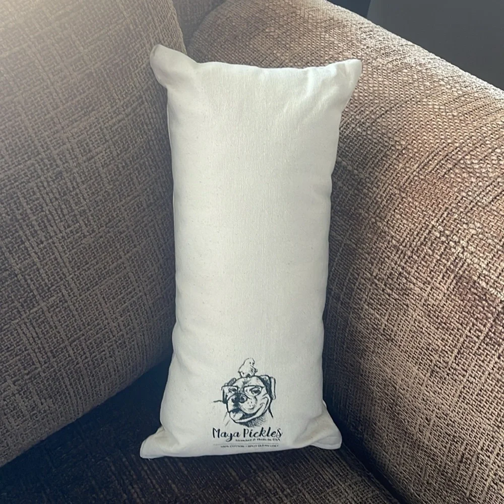 Maya Pickles Bunny Sketched Pillow (8x15) Cream Made in USA Sunroom Bench Child